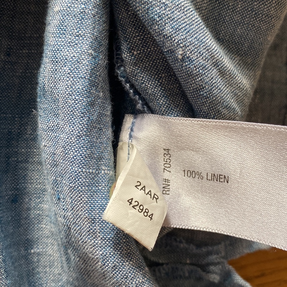 Orvis Linen Chambray Button Front Short Sleeve Sh… - image 3
